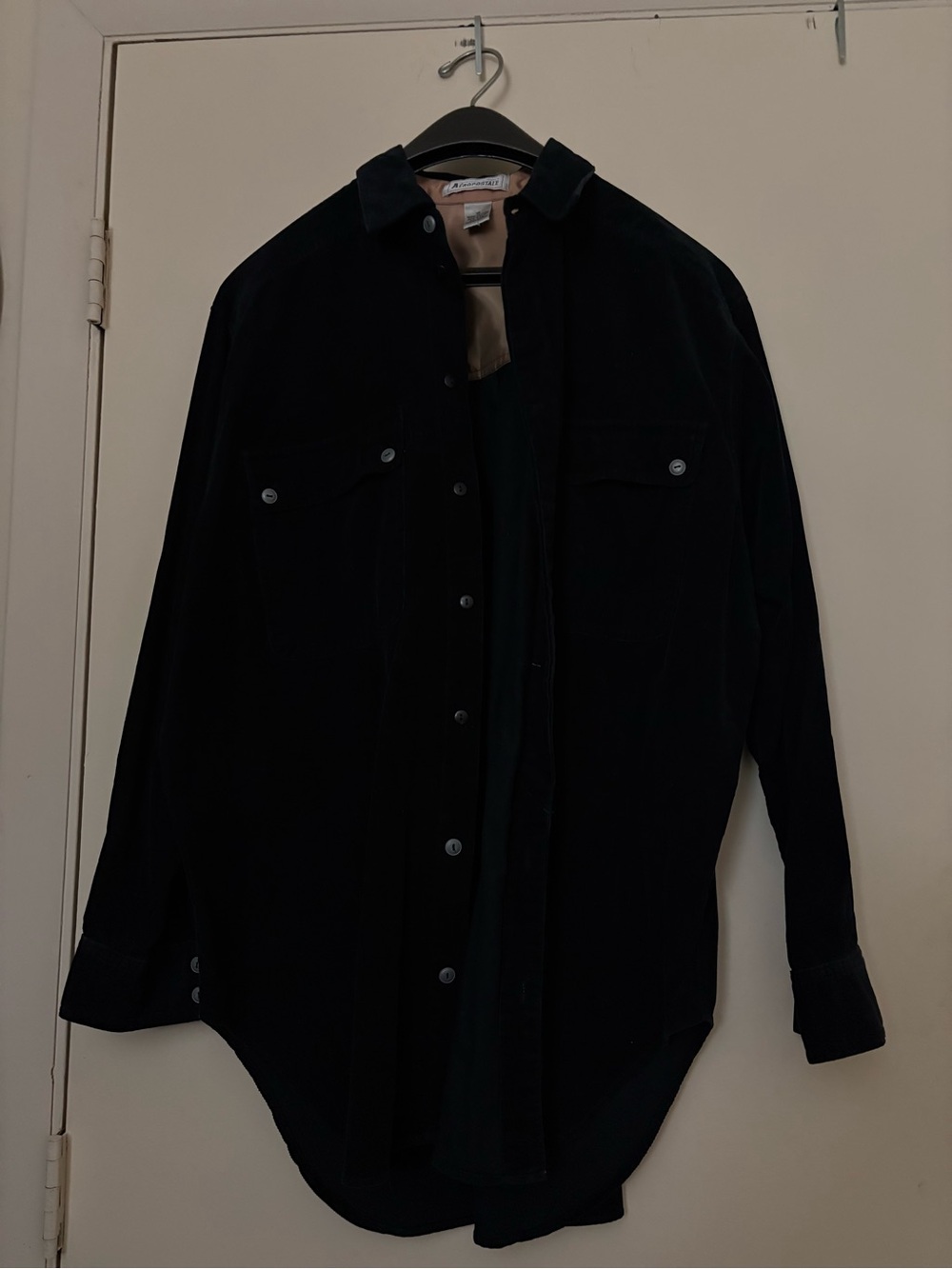 VTG 90s Aeropostale Black Corduroy Shacket Button Down Shirt Top Size 10